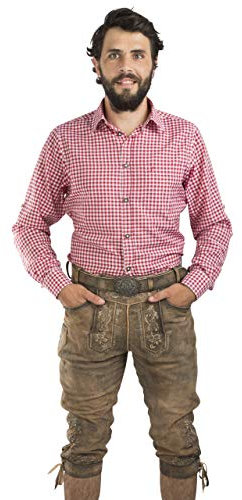 Herren Lederhose Leopold aus der Meisterstück Serie von Schöneberger Trachten - Vintage Kniebundlederhose inkl. Trachtengürtel (60, braun)