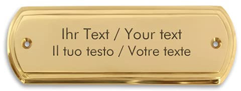 Kopierladen Karnath GmbH Targa Nome con Testo Personalizzato in Ottone – 134 x 44 mm, Rettangolare, tondeggiante – targhetta in Ottone