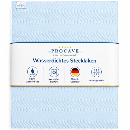 PROCAVE Stecklaken Premium 5-lagig, wasserdichter Matratzenschoner extrem saugstark und atmungsaktiv, wasserundurchlässige Matratzenauflage, Made in Germany, in 75x90 cm