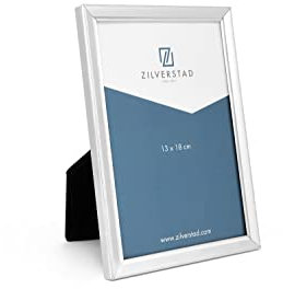 Zilverstad 7151231 Borde Perlado Plata, Metal Retrato Estrecho, 13 x 18
