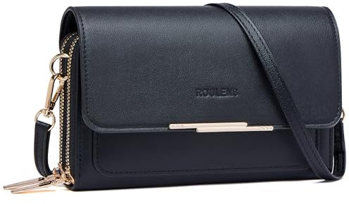 Roulens Klein Handy Umhängetasche,Damen Kleine Umhängetasche,PU Leder Crossbody Schultertasche Reisepass Handytasche mit Kartenschlitz Verstellbar Abnehmbar Schultergurt