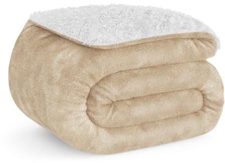 Don Descanso - Manta para Sofá Invierno Grande (200x220cm) Microfibra Suave, Cálida, Lavable a 30º, Reversible y Resistente a Las Arrugas. Manta Borreguito Cama Doble o Sofá Beige