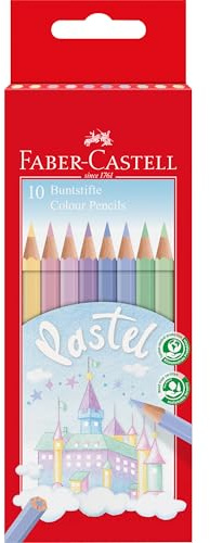 Faber-Castell 111211 - Buntstift Pastell Farben, 10er Kartonetui
