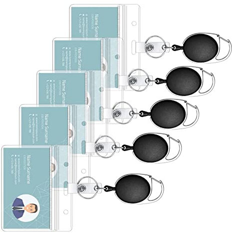 MYSUNBAR Ausweishülle aus Hartplastik, Kartenhülle Hartplastik, Schlüsselanhänger Set Ausweishalter, Schlüsselrolle, einziehbar, transparent, für Ausweise Dienstausweise EC Karten