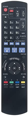 AULCMEET N2QAYB000378 Ersatzfernbedienung Kompatibel mit Panasonic Blu-Ray DVD/Disc Recorder Heimkinosystem DMPBD605, DMP-BD605, DMPBD601, DMP-BD601, DMPBD80, DMP-BD80, DMPBD60, DMP-BD60