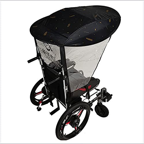 HFGN Universal Electric Wheelchair Umbrella Canopy Awning, Adjustable Outdoor Umbrella Holder Sun Shade Rain Cover, Black, Polyester, Nylon, Water-Resistant, For Most Wheelchairs