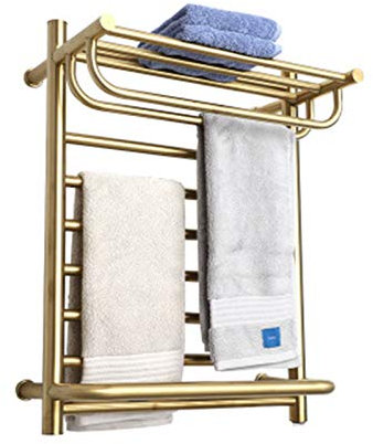 KLZUOPT Scaldasalviette Scaldasalviette Elettrico Scaldasalviette, Lussuoso Scaldasalviette A Parete Color Oro Scaldasalviette in Acciaio Inossidabile 304 Scaldasalviette per Bagno, Cablato (Plug in)