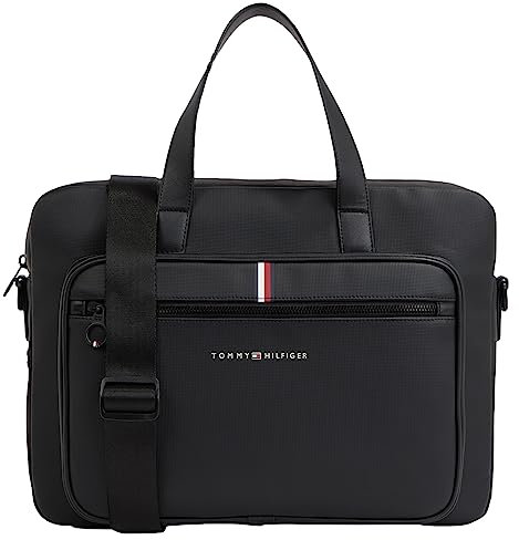 Tommy Hilfiger Herren TH Essential Pique Computer Bag AM0AM11542 Laptoptasche, Schwarz (Black)