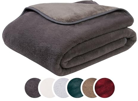 liebling Kuscheldecke Merino-Touch, Wohndecke Ultra flauschig als Sofaüberwurf oder Wendedecke, waschbar, 150 x 200 cm, anthrazit