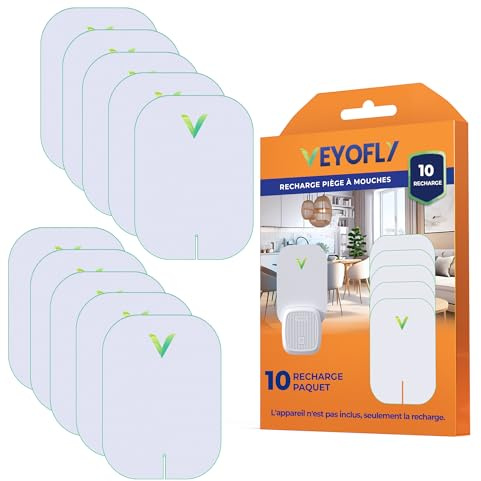 VEYOFLY Gnat Traps for House Indoor Refill, Fly Trap Indoor, Fruit Fly Traps for Indoors, Fly Catcher Indoors, Fly Trap, Plug in Catch for Fruit Flies, Moths, Gnats, Mosquito Trap (Pack of 10 Refills)