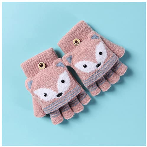 Weihnachtshandschuhe Cartoon Fuchs Babyhandschuhe Herbst Winter Kinder Mädchen Jungen Fingerlose Handschuhe Warme gestrickte dicke Kinder Handschuhe Halbfingerhandschuhe Weihnachtshandschuhe kinder (