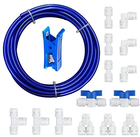HUAZIZ Tubo de Suministro de Agua para Frigorífico de 10 Meter Agua para Nevera con kit de Accesorios de Conector para Refrigerador Doble de Estilo Europeo (Tubo de 1/4 de Pulgada)