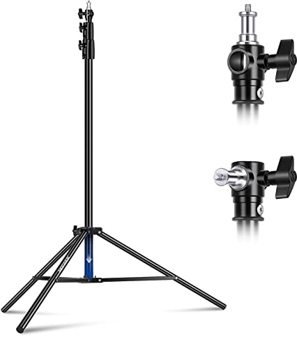 NEEWER 2,8m Lichtstativ, Luftgepolstertes Heavy Duty Metallstativ für Ringlicht Fotografie Lampen mit 1/4 zu 3/8 Schraubadapter und 3 Wege Schnittstellen, Tragfähigkeit: 2,5kg, ST-280AC