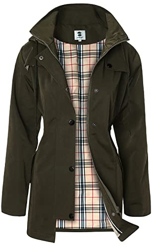 SaphiRose PONCHO Veste de Pluie Longue pour Femme Manteau à Capuche Coupe-Vent Imperméable vert S