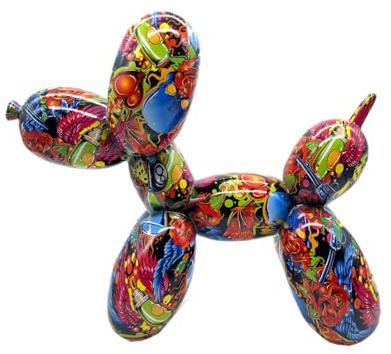 Casablanca Deko Tierfigur Skulptur Ballon Hund Hundestatue - Moderne Kunst und Dekoration aus Kunstharz - Street Art Design - Höhe 25 cm