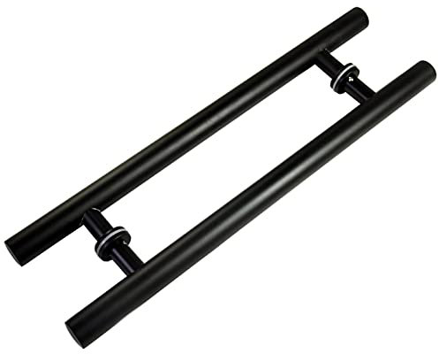 Tor-Hardware, Tür-Hardware-Zubehör, schwarzer Edelstahl-Rundrohr-Schiebetürgriff, Holztür, Glastür, Push-Pull-Handlauf, 4 Längen (Größe: 1000 x 700 x 38 mm)