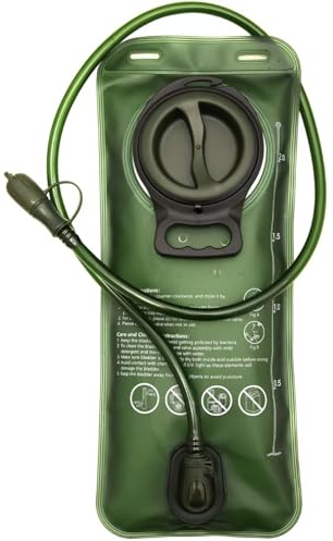 XZSUN Vikbar vätskeblåsa, 1 L-2,5 L-3 L vattenblåsa läckagesäker vattenflaska vattenbehållare för cykling vandring camping ryggsäck, Militärgrönt, 1L