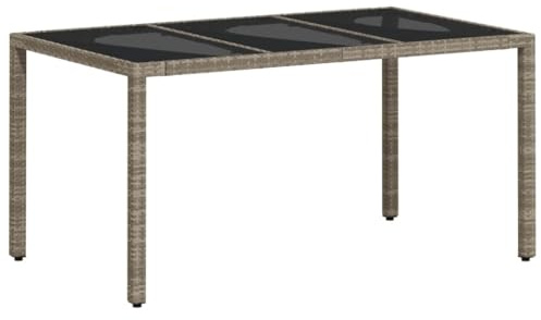 vidaXL Tavolo Giardino Piano Vetro Grigio Chiaro 150x90x75 Polyrattan