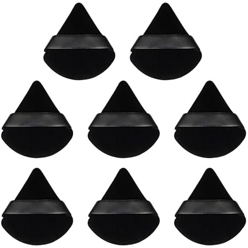 AQSQWQ 8 Stücke Dreieck Makeup Puderquaste, Gesicht Schwämmchen Powder Puff, Waschbar Wiederverwendbar Sponge,Nass Trocken Make up Werkzeug für Loses Puder oder Foundation Rouge(Schwarz)