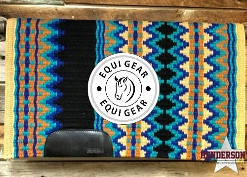 EQUIGEAR Western Show Horse Satteldecke aus neuseeländischer Wolle, Western-Design, handgefertigte Satteldecke, Wollpolster, Sensor Flex (Anpassung möglich) BA29 (34 x 33)