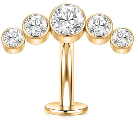hengkaixuan G23 Titan Bauchschmuck Disc Bottom Belly Button Ring Flat Back Navel Piercing Schmuck 14G Belly Piercing Curved Barbell 10mm Internally Threaded Navel Ring für Frauen