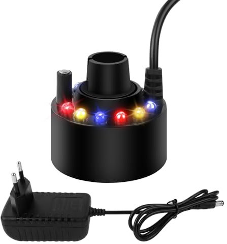 HOTUT Ultraschall Vernebler,Mini Nebelmaschine mit 12 LED,Maker Wassernebler Fogger,Ultrasonic Fog Maker,Nebelhersteller für Springbrunnen, Teich, Nebel,Steingarten,Halloween