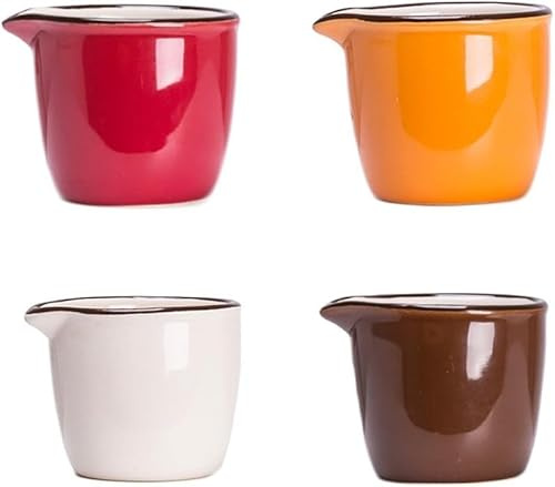 Mini bricco in ceramica colorata, per caffè, latte, latte, brocca da portata, salsa, lattiera, brocca per la cucina, 4 pezzi (colori assortiti)