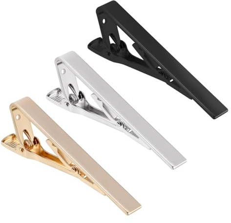 3-pack slipsklämmor för män slipsnål klämma set slips klämma för bröllopsdag affärspresent slipsnål klämma nyp set för vanliga slipsar nålar och klämmor för herr slipsspänne (guld svart silver)