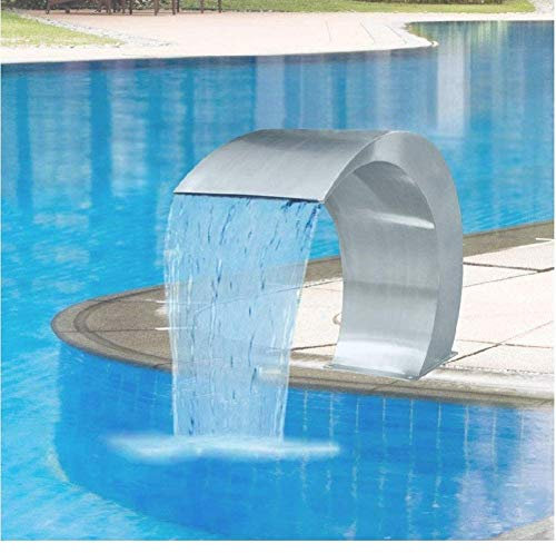 Fontana moderna in acciaio inox per piscina a cascata per esterni, 40 x 20 cm, ideale per stagni e piscine