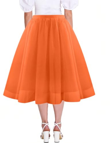 QOMJUFA Tütü Tüllrock Damen Karneval Lang Rockabilly Kostüm Regenbogen Rock Bunt Petticoat Tutu Ballet Trock 50Er Mehrschichtiger Taillen Unterrock Prinzessin Tanzkleid Für Cosplay 2025