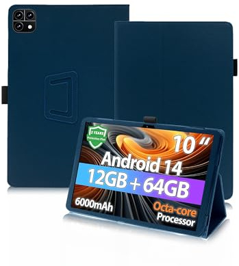 Protective Case for Ckypad Ctab 10 10.1 inch Tablet Android 14 Tablet with Hand Strap & Stand& Anti-Drop Feature - Sleek and Simple Design,Blue