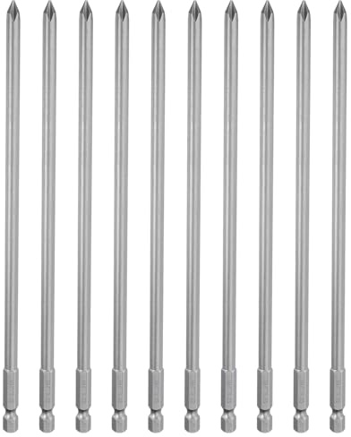 sourcing map 10pcs #1 Phillips Screwdriver Bit PH1 1/4 Hex Shank 8 (200mm) Long Magnetic S2 Steel Industrial Grade Screw Driver Bit Cross Head Electric Drill Bits 0.24 (6mm) Rod