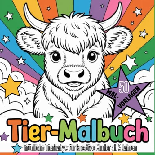 Tier-Malbuch: fröhliche Tierbabys für kreative Kinder ab 2 Jahren: 50 Malvorlagen