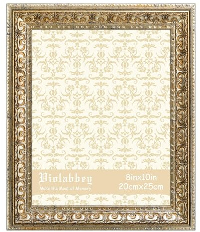 VIOLABBEY Cornice portafoto 20 x 25 cm, in argento, vintage, per parete o decorazione da tavolo, design classico per ufficio e casa, adatta per foto da 8 x 10 pollici.