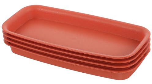 Milisten Vassoio Rettangolare per Fioriera 4 Pezzi, Sottovasi per Piante da Interno e Balcone, Vaschette Raccogli Gocce Anti-Perdita in Plastica Grigia per Giardino e Terrazzo