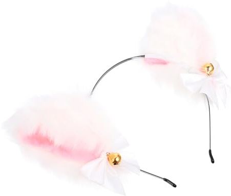 Gatuida Diadema Orejas de Gato de Peluche Tocado Creativo para Fiestas Orejas de Animal de Peluche para Cosplay Aro Pelo Campana Dorada