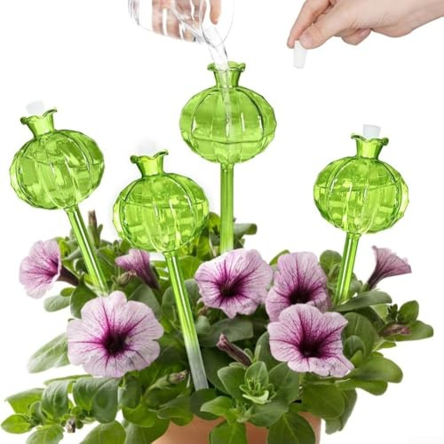 Set mit 4 Glas-Pflanzen-Bewässerungskugeln für Topfpflanzen, selbstbewässerendes System, bietet stabile Wasserversorgung für Zimmerpflanzen