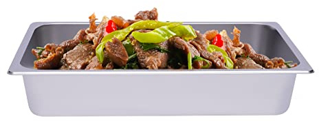Bdneygtyr Set di 6 contenitori GN 1/1 in acciaio inox, 53 x 33 x 10 cm, per tavolo a vapore e chafing dish, lavabili in lavastoviglie, in acciaio inox