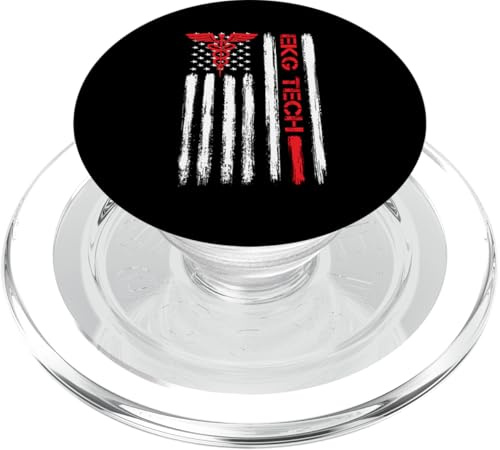 EKG Technician Électrocardiographe Tech Drapeau américain Cadeau PopSockets PopGrip pour MagSafe