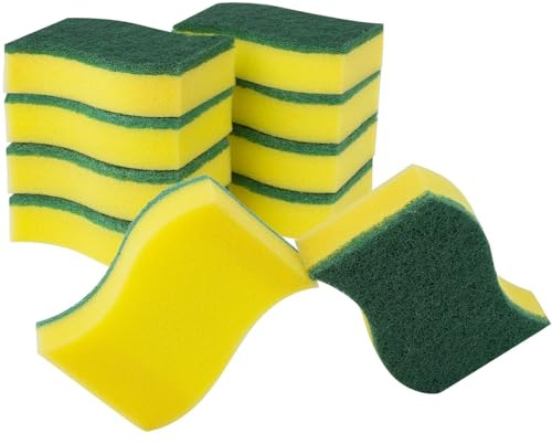 EJRUP 10 Unidades Estropajo Clásico,Resistencia y Larga Duración,Estropajo no Raya,ideal para el Lavado Cotidiano,FáCilmente la Grasa y Restos de Comida Quemados,Color Verde