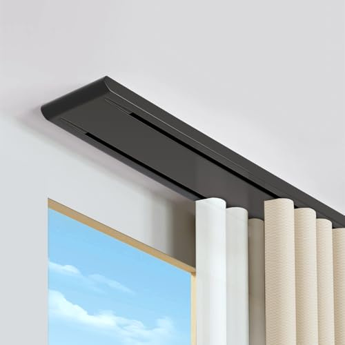 Binario per Tenda a Doppia Riga, Binario per Tenda da Soffitto (300 cm) | Silenzioso, Nero, per Camera da Letto Soggiorno Ospedale