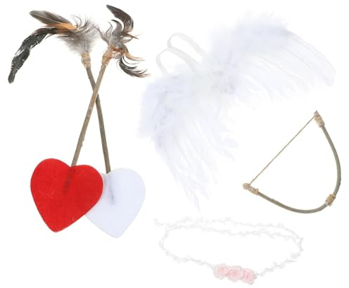 Baluue Set de 5 Piezas de Accesorios para Disfraz de Cupido, Atuendo de Ángel de San Valentín, Arco, Flecha Y Alas para Adultos, Niños Pequeños Y Cosplay, Accesorios para Fiestas.