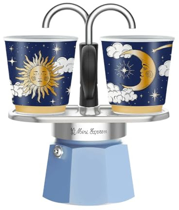 Bialetti Set Mini Express Cielo Stellato Caffettiera Moka Espresso Maker + 2 Tazzine