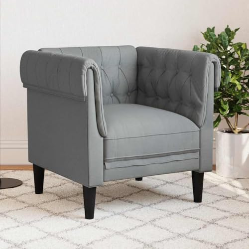 Lumanois Sillón Chesterfield de Tela Gris Claro,Mobiliario,Sofás,16.4kg-372538