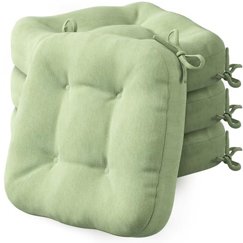 Codi Kitchen Seat Cushions 4 Pack, 8cm Thick Chair Pads For Garden, Sage