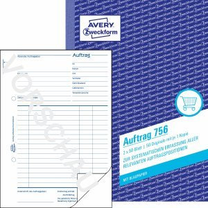AVERY Zweckform 10 x Formularbuch Auftrag A5 selbstdurchschreibend 2x50 Blatt