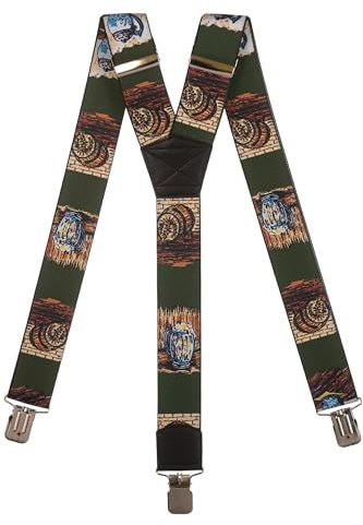 Olata Men's Heavy Duty Printed Y-Shape Braces/Suspenders, 4cm - Beer Keg