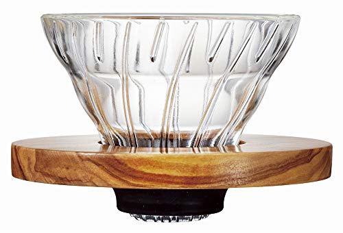 Hario Olivenholz Kaffee Tropfer mit Messlöffel, Glas, transparent VDG-01-OV durchsichtig, 126 x 124 x 107 cm