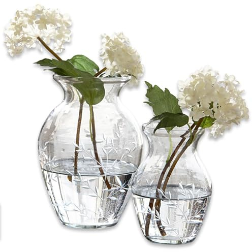 Loberon Vase 2er Set Paimpont, klar | Zwei Größen, mundgeblasen, zeitlos elegant, nostalgisches Design, Blumenvase, Wohndekoration, Glas