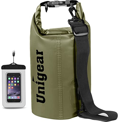 Unigear Waterproof Dry Bag 2L-55L with Phone Pouch for Swimming Kayaking | Roll-top waterproof bag, lightweight dry sack for paddle boarding, boating, fishing, camping and water sports, multiple sizes